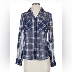▪️ Express Plaid, Sheer, Portofino Button-Down Blouse - size Medium